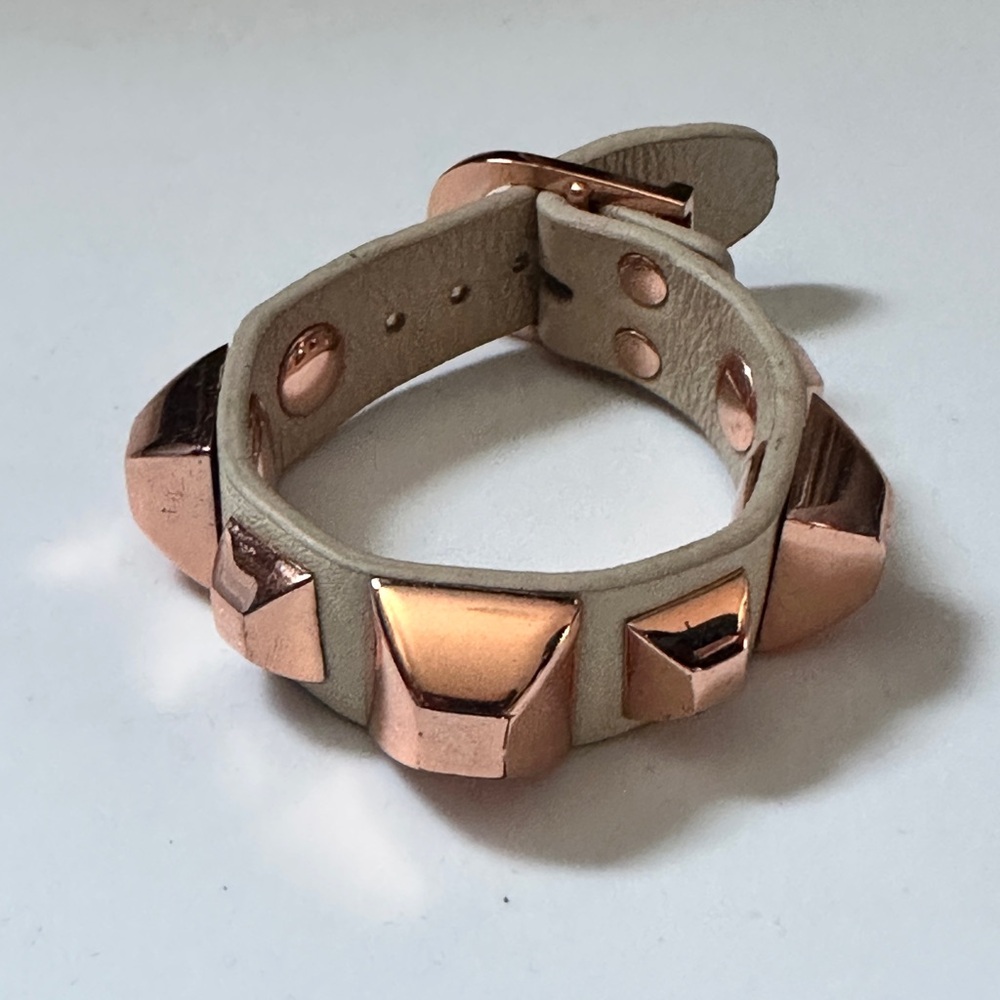 Hayden Harbett Studded Leather Bracelet with Rose Gold